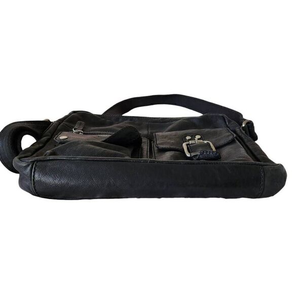Fossil Crossbody Bag Leather Black Boho Snap Button Buckle Adjustable - Picture 4 of 7